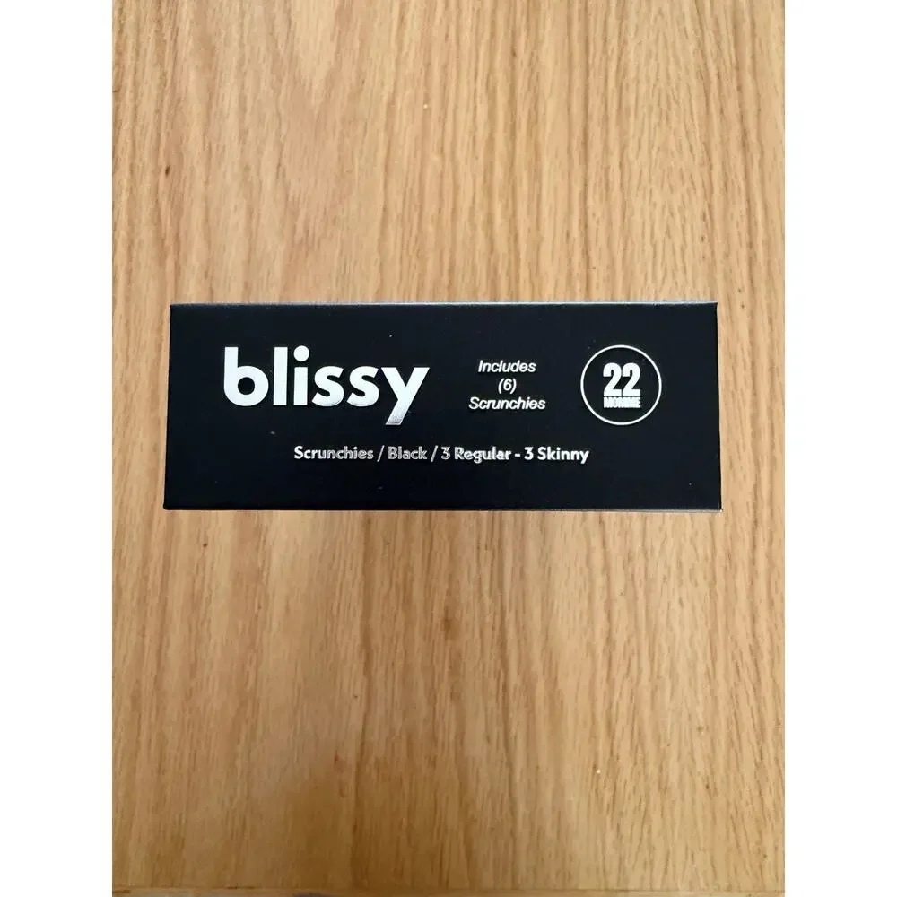 Blissy Scrunchies 100% Mulberry Silk Black 6 Pack NEW IN BOX